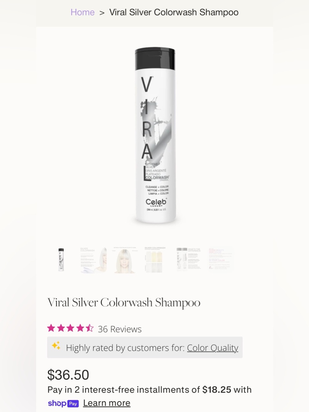 VIRA Extreme Silver Colorwash Silver Hair Treatment - - Picture 2 of 6